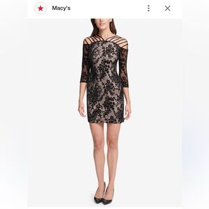 Guess Flocked Velvet Bodycon Dress Size 8